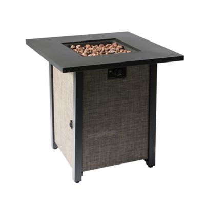 Image showing 5 th Teamson US Inc 28 in. Peak Outdoor Propane Gas Fire Pit with Woven Textilene Base, Beige