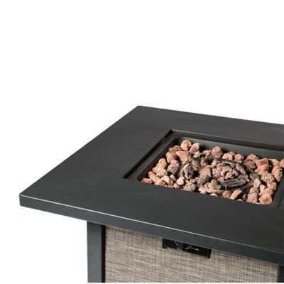 Image showing 7 th Teamson US Inc 28 in. Peak Outdoor Propane Gas Fire Pit with Woven Textilene Base, Beige