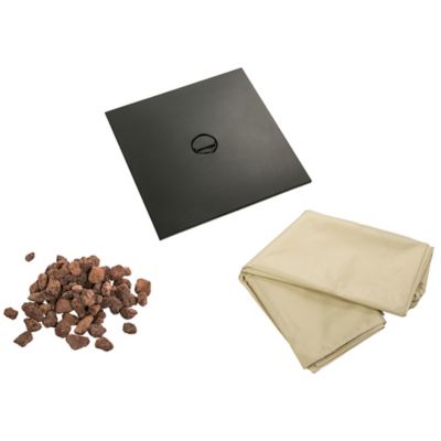 Image showing 9 th Teamson US Inc 28 in. Peak Outdoor Propane Gas Fire Pit with Woven Textilene Base, Beige