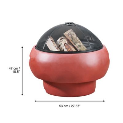 Image showing  22 in. Peak Outdoor Wood-Burning Fire Pit with Decorative Concrete Base, Maroon