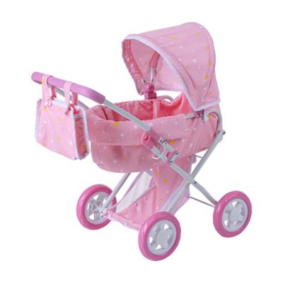 Teamson US Inc Olivia's Little World Twinkle Stars Princess Baby Doll Deluxe Stroller, Pink/White