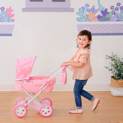Image showing  Olivia's Little World Twinkle Stars Princess Baby Doll Deluxe Stroller, Pink/White