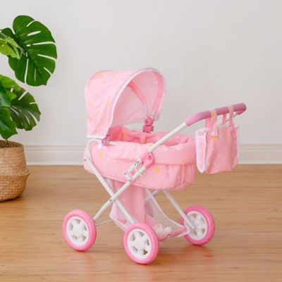 Image showing  Olivia's Little World Twinkle Stars Princess Baby Doll Deluxe Stroller, Pink/White
