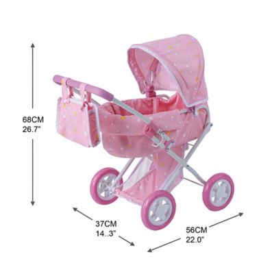 Image showing  Olivia's Little World Twinkle Stars Princess Baby Doll Deluxe Stroller, Pink/White