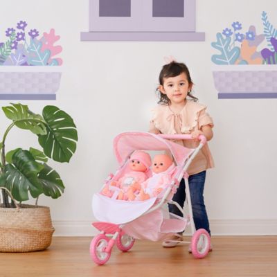 Image showing  Olivia's Little World Twinkle Stars Princess Baby Doll Twin Stroller, Pink