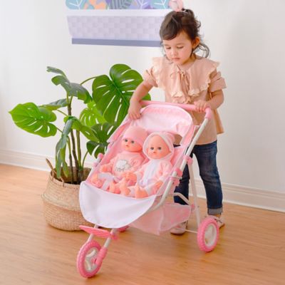 Image showing  Olivia's Little World Twinkle Stars Princess Baby Doll Twin Stroller, Pink