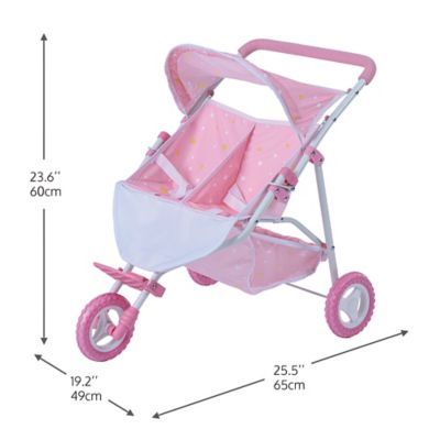 Image showing  Olivia's Little World Twinkle Stars Princess Baby Doll Twin Stroller, Pink