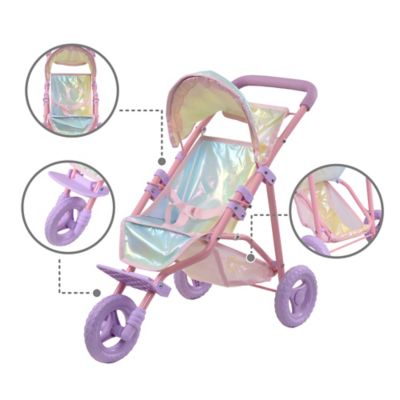 Image showing  Olivia's Little World Magical Dreamland Baby Doll Jogging Stroller, Iridescent Color
