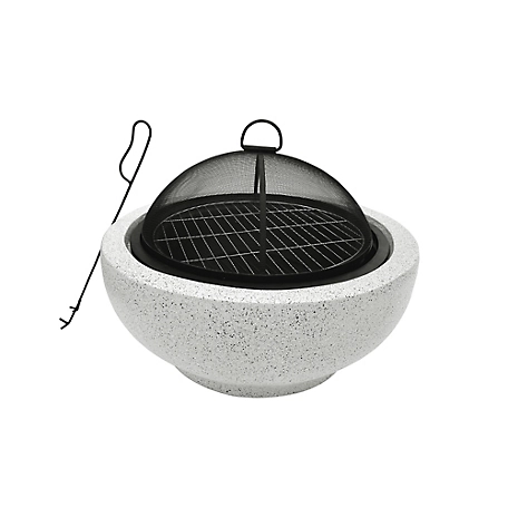 Teamson US Inc 24 in. Peak Outdoor Wood-Burning Fire Pit with Decorative Concrete Base, Gray