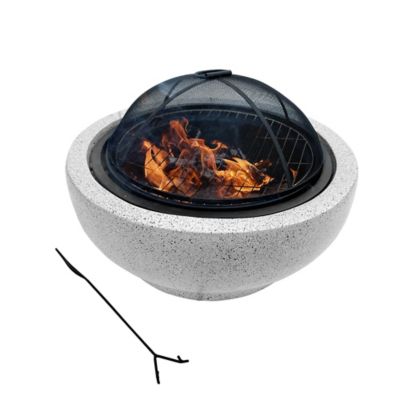 Image showing  24 in. Peak Outdoor Wood-Burning Fire Pit with Decorative Concrete Base, Gray