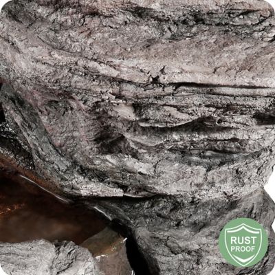 Image showing 5 th Teamson US Inc 39.37 in. 4-Tier Indoor/Outdoor Peaktop Stacked Stone-Look Tall Waterfall Fountain with LED Lights