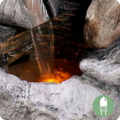 Image showing 6 th Teamson US Inc 39.37 in. 4-Tier Indoor/Outdoor Peaktop Stacked Stone-Look Tall Waterfall Fountain with LED Lights