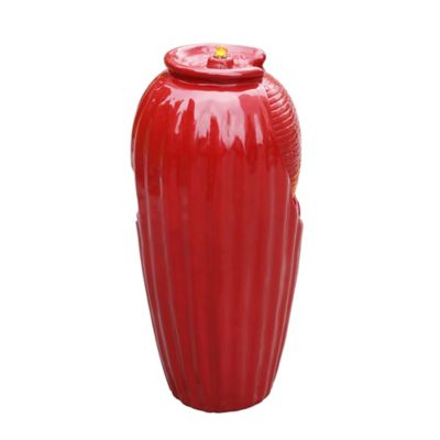 Image showing 5 th Teamson US Inc Peaktop Indoor/Outdoor Contemporary Vase Water Fountain with LED Lights, Red