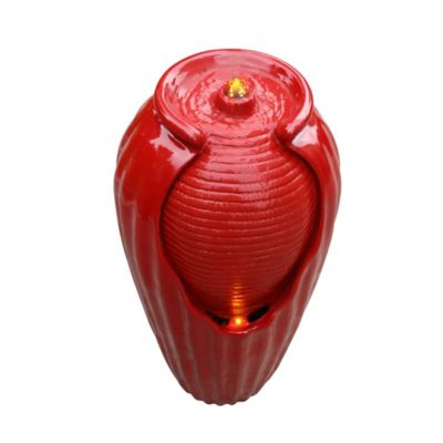 Image showing 6 th Teamson US Inc Peaktop Indoor/Outdoor Contemporary Vase Water Fountain with LED Lights, Red
