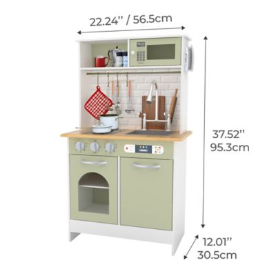 Image showing 5 th Teamson US Inc Kids' Little Chef Boston Modern Play Kitchen, Olive Green/White