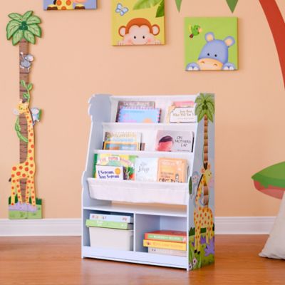 Image showing  6-Shelf Fantasy Fields Sunny Safari Wooden Children's Bookshelf with Storage Drawer