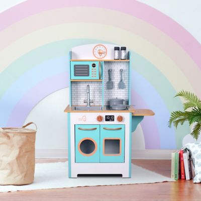 Image showing  Kids' Little Chef Santos Retro Play Kitchen, Petrol/Wood
