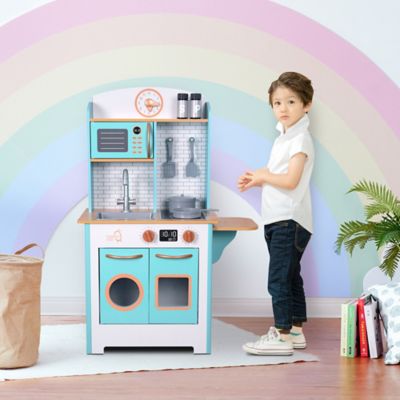 Image showing  Kids' Little Chef Santos Retro Play Kitchen, Petrol/Wood