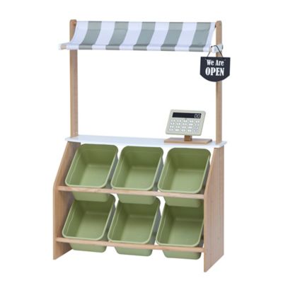 Teamson US Inc Kids Little Helper Market Play Stand Play Kitchen, Olive Green