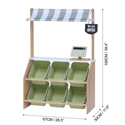 Image showing  Kids Little Helper Market Play Stand Play Kitchen, Olive Green, 6 pc.
