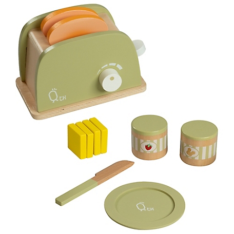 Teamson US Inc Kids' Little Chef Frankfurt Wooden Toaster Play Kitchen Accessories, Green