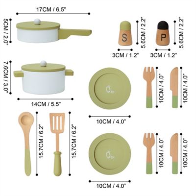 Image showing  Kids' Little Chef Frankfurt Wooden Cookware Play Kitchen Accessories, Green