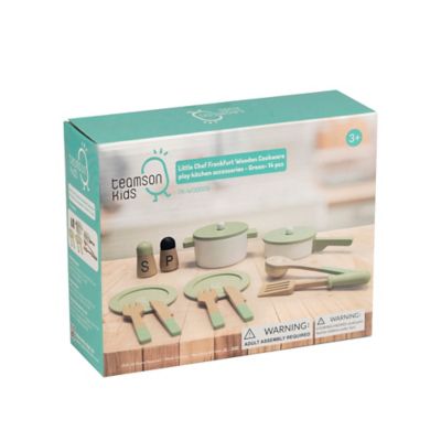 Image showing 6 th Teamson US Inc Kids' Little Chef Frankfurt Wooden Cookware Play Kitchen Accessories, Green