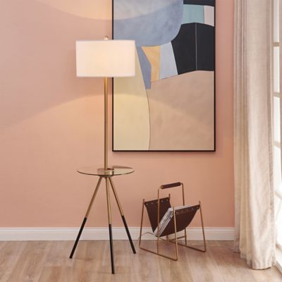 Image showing  62.5 in. Versanora Myra Floor Lamp with Glass Table and Built-In USB