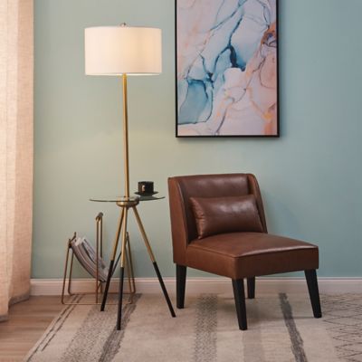 Image showing  62.5 in. Versanora Myra Floor Lamp with Glass Table and Built-In USB