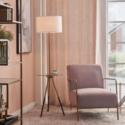 Image showing  62.5 in. Versanora Myra Floor Lamp with Glass Table and Built-In USB