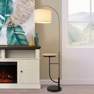 Image showing  65 in. Versanora Danna Arc Floor Lamp with USB Port, Wood Table