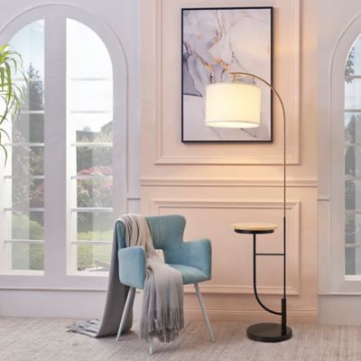 Image showing  65 in. Versanora Danna Arc Floor Lamp with USB Port, Wood Table