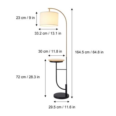 Image showing  65 in. Versanora Danna Arc Floor Lamp with USB Port, Wood Table