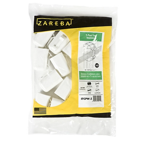 Zareba T-Post Safety Caps and Insulators, White, 10-Pack