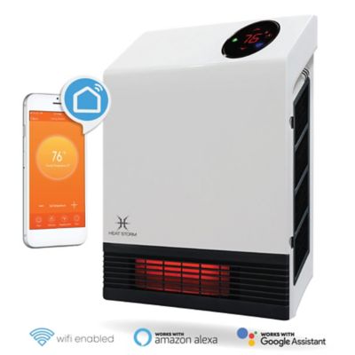 Heat Storm 3,100 BTU Touchscreen Wall-Mounted Infrared Space Heater, 1,000W, Wi-Fi Enabled, Forced Air