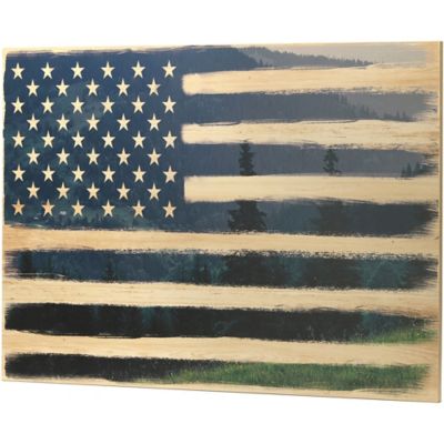 Image showing  American Flag and Trees Wood Wall Decor, 34.5 in. x 23 in.