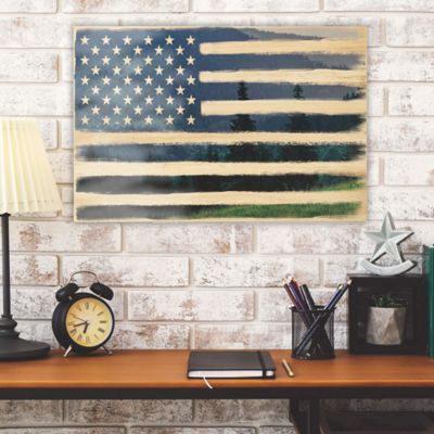 Image showing  American Flag and Trees Wood Wall Decor, 34.5 in. x 23 in.