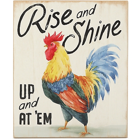 Creative Market Rise and Shine Rooster Wood Wall Decor, 10 in. x 12 in. x 0.375 in.