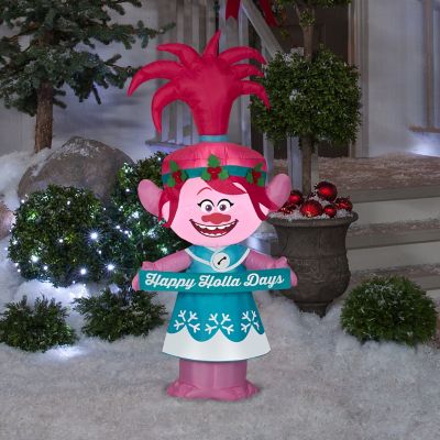 Image showing  9.06 in. Outdoor Poppy in Holiday Outfit with Banner Inflatable Christmas Decoration
