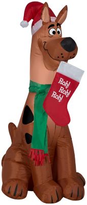 Gemmy Airblown Inflatable Scooby with Santa Hat and Stocking, WB