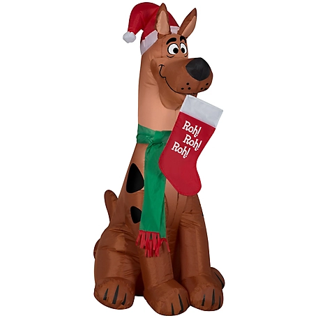 Gemmy Airblown Inflatable Scooby with Santa Hat and Stocking, WB