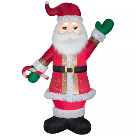 Gemmy Airblown Mixed Media Luxury Santa with Candy Cane Christmas Inflatables