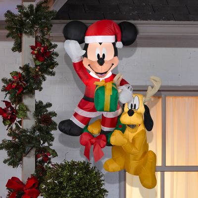 Image showing  9.84 in. Airblown Inflatable Hanging Mickey and Pluto Christmas Decoration, Disney