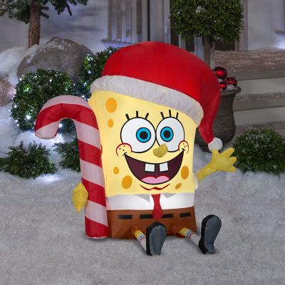 Image showing  Airblown Inflatable SpongeBob with Candy Cane, Nickelodeon