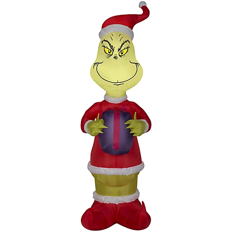 Gemmy Airblown Inflatable Grinch with Present, Characters by Dr. Seuss