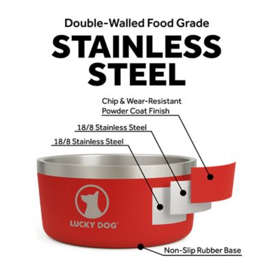 Image showing  Double Wall Non Slip Stainless Steel Dog Bowl, 5 Cups, 1-Pack
