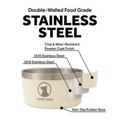 Image showing  Double Wall Non Slip Stainless Steel Dog Bowl, 5 Cups, 1-Pack