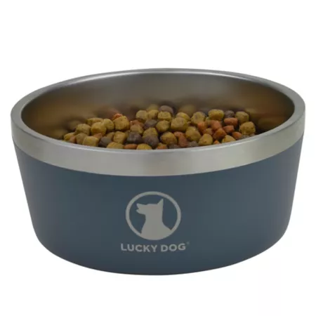 Lucky Dog Double Walled Non-Slip Stainless Steel Dog Bowl 5 Cups 1 Pack Single Dog Bowls