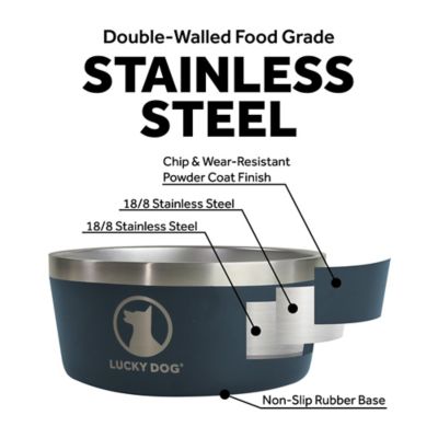 Image showing  Double Wall Non Slip Stainless Steel Dog Bowl, 5 Cups, 1-Pack
