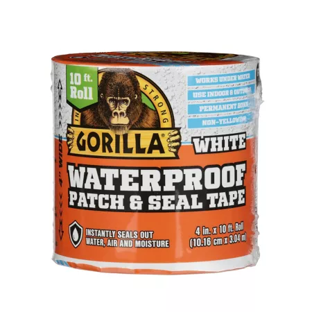 Gorilla Waterproof Patch and Sealing Tape 4 in x 10 ft White Duct Tape